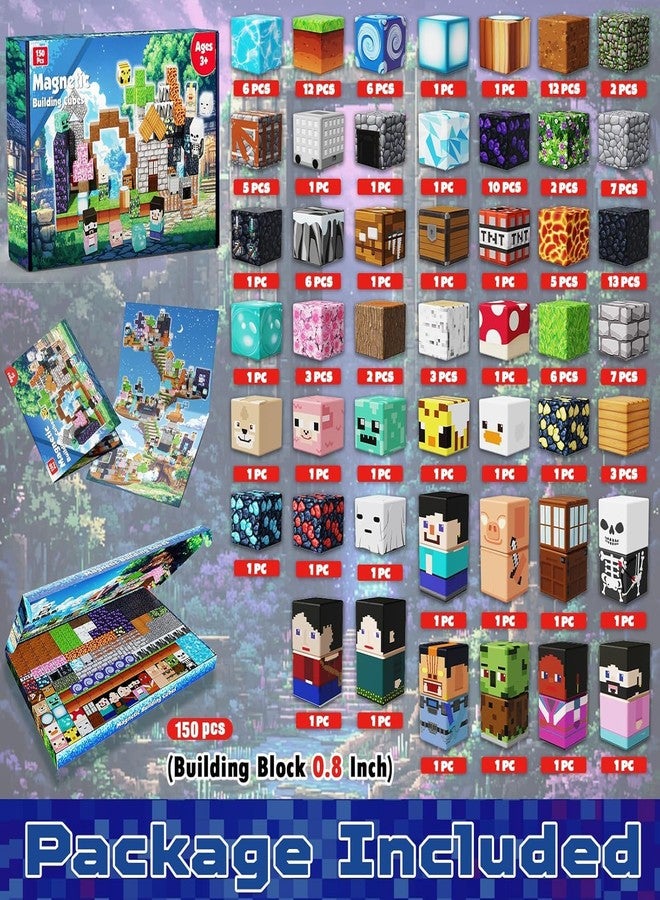 Magnetopia Magnetic Blocks - 150PCS Magnetic Building Blocks Cubes Adventurer, Magnet Toys for Kids Age 3+, Toy Building Set for Kids, Magnets Stacking Construction Birthday Gifts for Boys Girls Age 4-8, 8-12 - Image 2